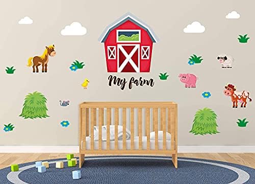 Серия My Farm Animal - Момиче / Момче Стикер на стената в детската стая и за декорация на детска стая - Стенни