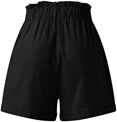 Дамски плажни шорти в голям размер, с джобове, Панталони Свободно намаляване в стил Бохо с Висока талия, Обикновена Струящиеся Летни къси панталони с джобове