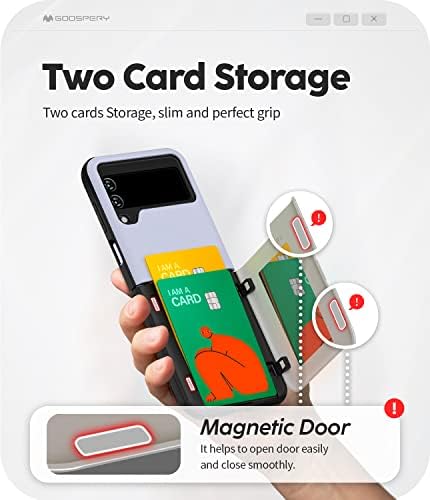 Чанта-портфейл GOOSPERY Galaxy Z Flip 4 / Z Flip 3 с Държач за карти, Защитен в двуслоен Калъф-Броня За Телефон,