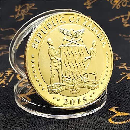 Замбийские Монети с животни Лъв, Слон, Говеда, Леопард Възпоменателна Монета Мемориал Медал на Златни Монети