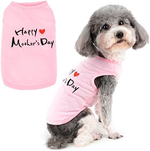 Ranphy Ризи за кучета, Дрехи с Писмото принтом Честит ден на майката, Честит ден на бащата за Малки Кучета,