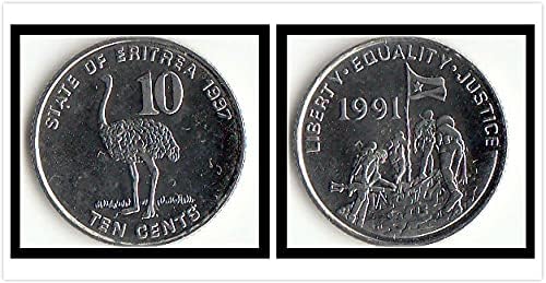 Африканска Монета Eritreans в 10 точки 1997 година на издаване Чуждестранни монети Събиране на монети