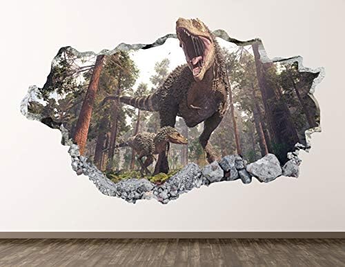 Тиранозавър рекс и Детето Стикер за стена, Арт Декор на 3D Счупени Динозаврите Семейна Стикер Плакат Детска