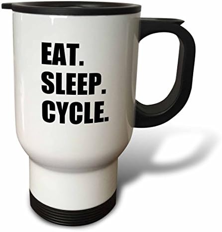 Чаша за пътуване 3dRose Eat Sleep Cycle-Запален Колоездене-Подаръци за любителите на велосипеди, 14 грама, Многоцветен