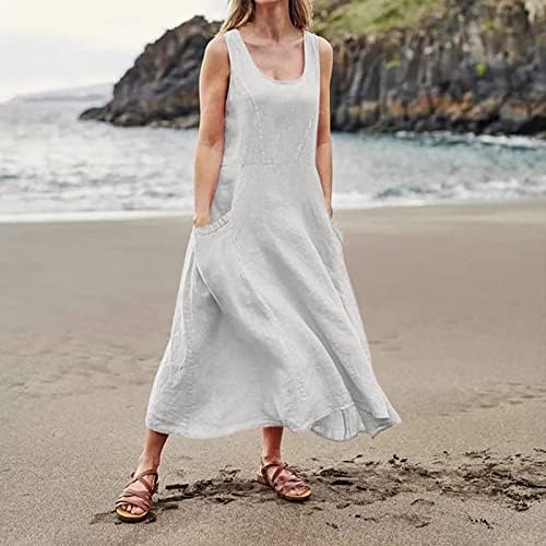 Женствена рокля Макси размер Плюс, Женски Лятото Ежедневното Модно рокля Средна дължина от Однотонного Памук 2022 година с Къс ръкав