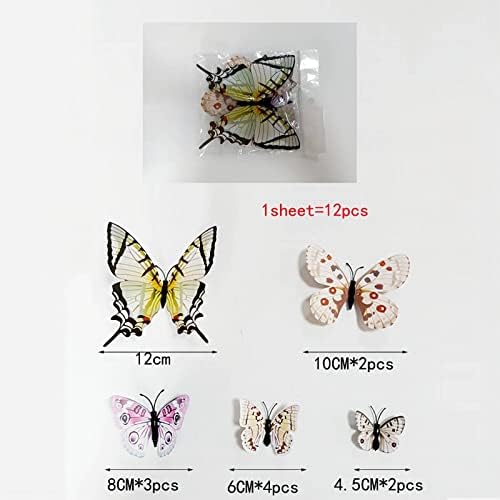 12 Бр 3D Стенен Декор във формата на Пеперуда, Етикети Dutterfly, 5 Стилове, Стикери за Стена, Стикери за Стена