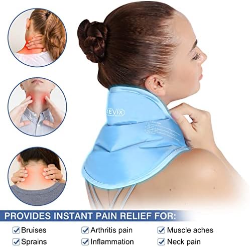 Гелевый пакет с лед REVIX за лечение на травми на гърба и шията, Обвиване на тялото с лед на ремешке