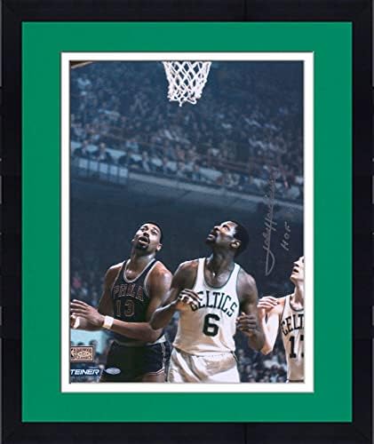 Снимка на Джон Гавличека Бостън Селтикс 16x 20, в рамката срещу Филаделфия сиксерс с надпис КОПИТО 84 - Снимки на НБА с автограф