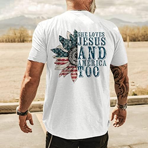 Летни Ризи Голям и Висок Размер, за Мъже, Летен Топ с ръкав Independence, Частично Ежедневни Мъжки t-shirt, Кръгла Тениска, Дълга