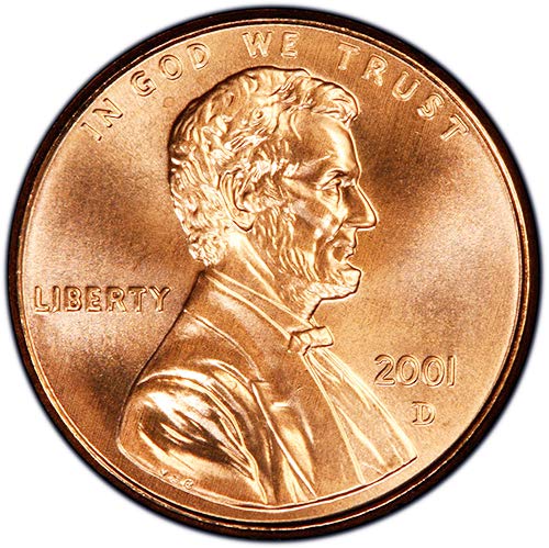 2001 P & D BU Lincoln Memorial Cent Choice Необращенный Монетен двор на САЩ, Комплект от 2 монети
